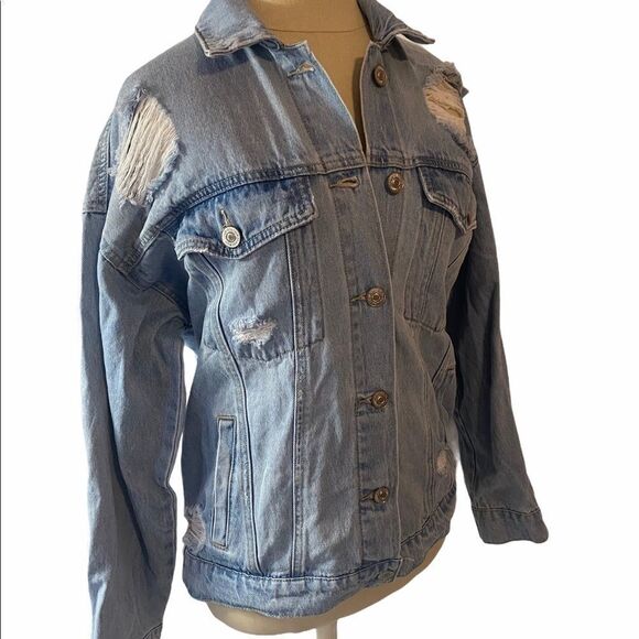Women’s Forever 21 Distressed Jean Jacket • Medium - Picture 1 of 16